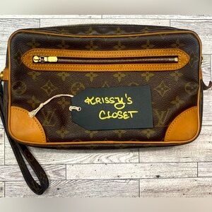 💯 Authentic Louis Vuitton Monogram Dragonne Marly GM Clutch